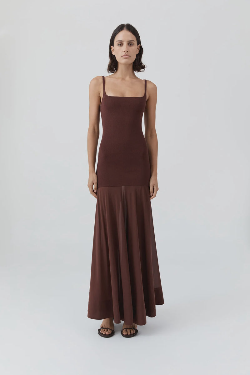 SHEER SILK CIRCLE HEM DRESS